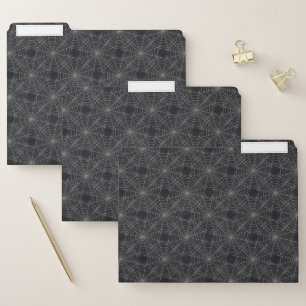 Black and Gray Spiderweb Gothic Pattern File Folder