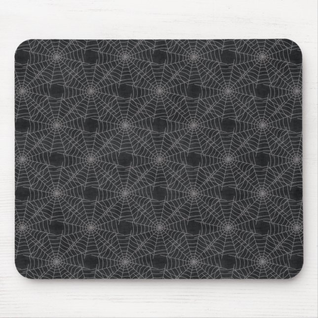 Black and Gray Spiderweb Gothic Pattern Mouse Pad (Front)