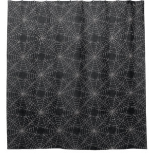 Black and Gray Spiderweb Gothic Pattern Shower Curtain