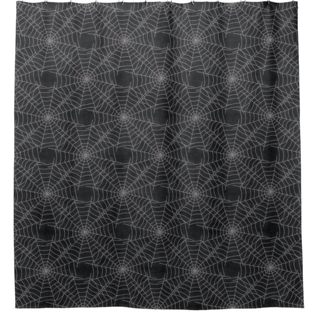 Black and Gray Spiderweb Gothic Pattern Shower Curtain (Front)