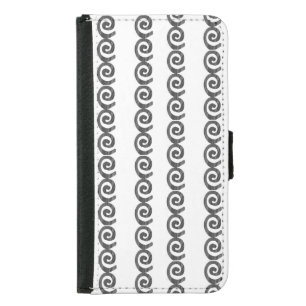 Black and gray spirals pattern on white samsung galaxy s5 wallet case