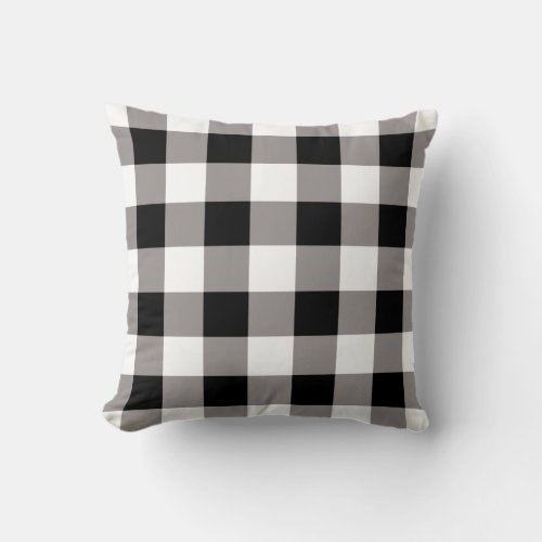 Black and Gray Squares Throw Pillow