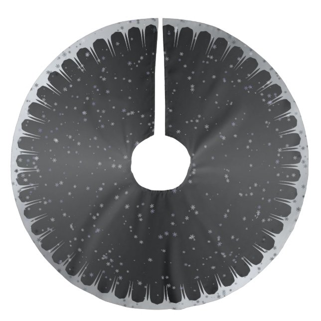 Black and Gray Starry Christmas Tree Skirt (Front)