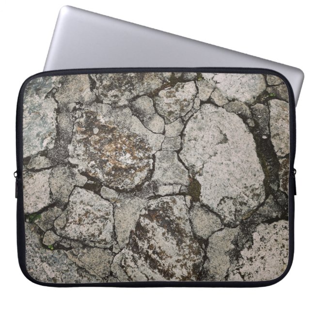 Black and gray stone fragment laptop sleeve (Front)