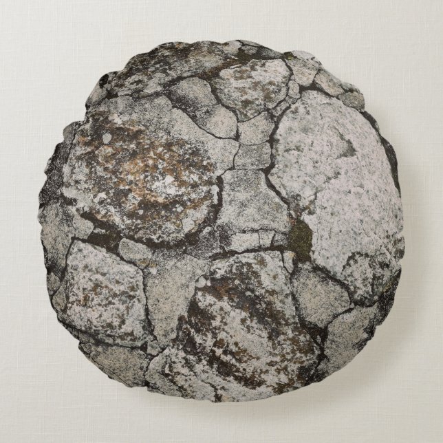 black and gray stone fragment round pillow (Front)