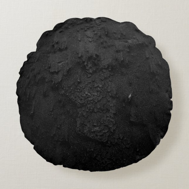 Black and gray stone fragment round pillow (Front)