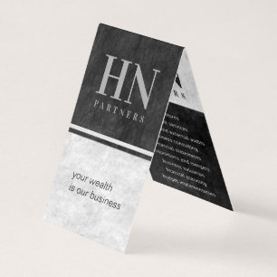 Black and Gray Stone Monogram Accountant Folded Business Card