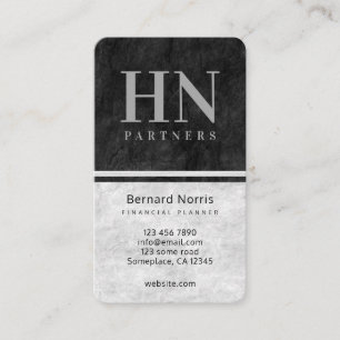 Black and Gray Stone Texture Monogram Accountant Business Card