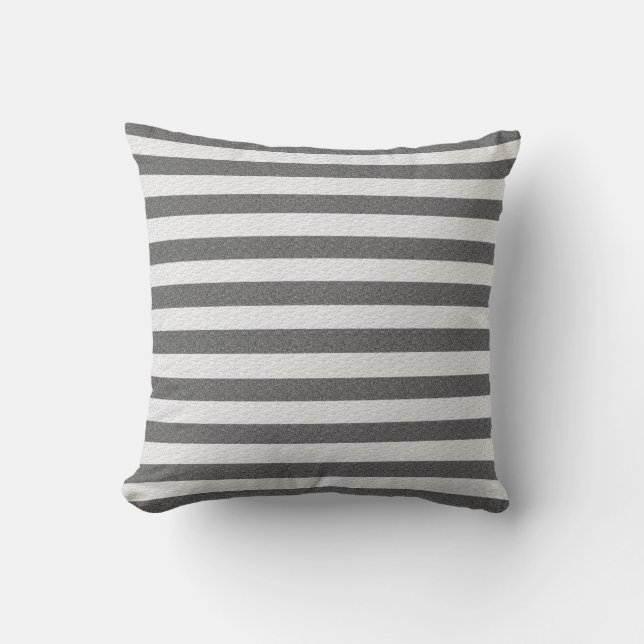 Black and Gray Stripe Nautical Pillow (Front)