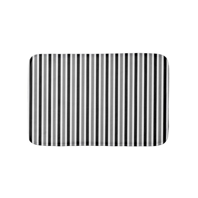 Black and gray striped pattern spring colors bath mat (Front)