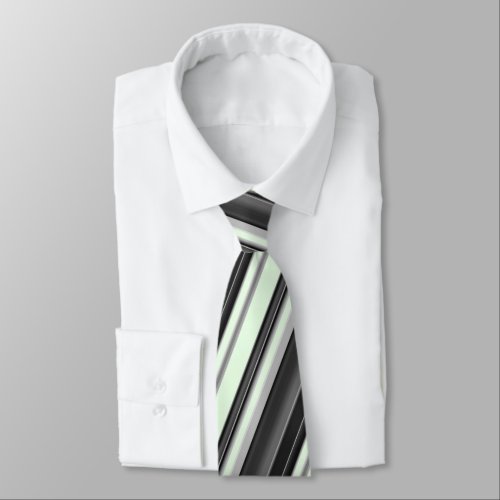 Black and gray stripes on mint green gift neck tie
