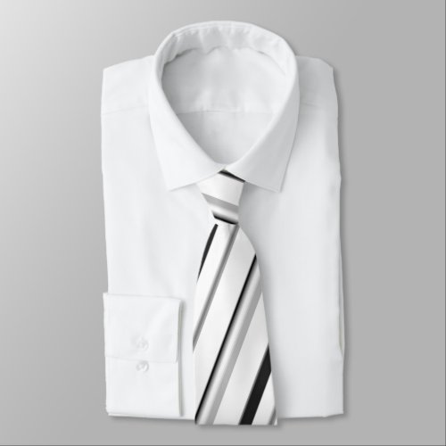 Black and gray stripes on white gift neck tie