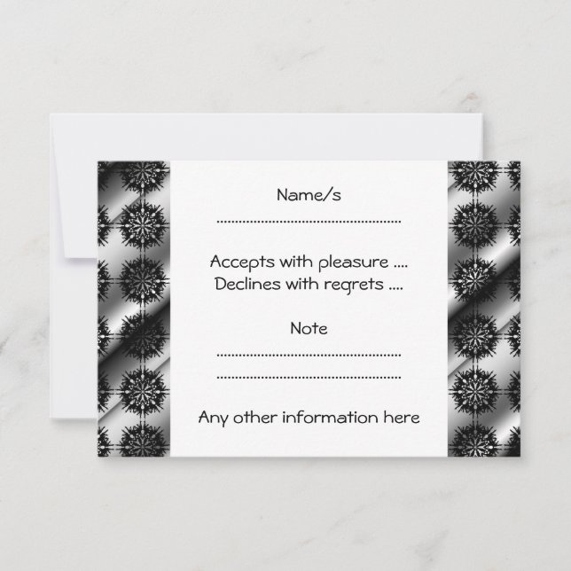Black and Gray Stylish Elegant Pattern. RSVP Card (Front)