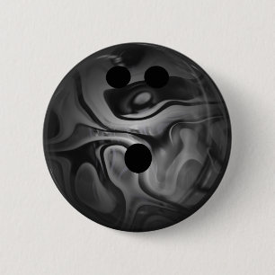 Black and Gray Swirl Bowling Ball Pinback Button