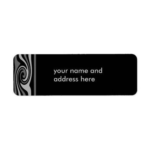 Black and gray swirls return address labels