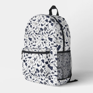 Black and Gray Terrazzo Abstract Printed Backpack