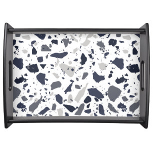 Black and Gray Terrazzo Abstract Serving Tray