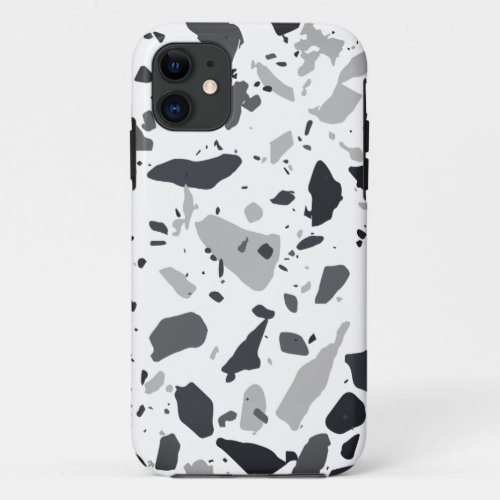 black and gray terrazzo design iPhone 11 case