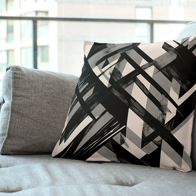 Black and Gray Throw Pillow - Modern Abstract  (Creator Uploaded)