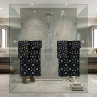 Black And Gray Tiled Bath Towel Set