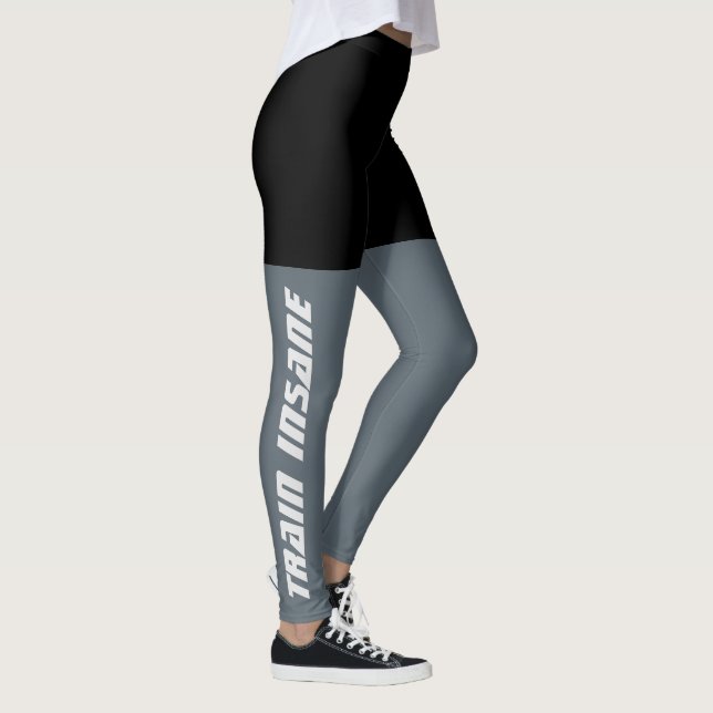 Black and Gray Train Insane Fitness Leggings (Right)