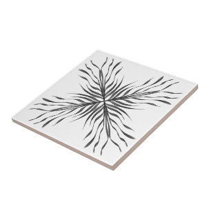 Black And Gray Translucent Textured Feather Leaves Ceramic Tile
