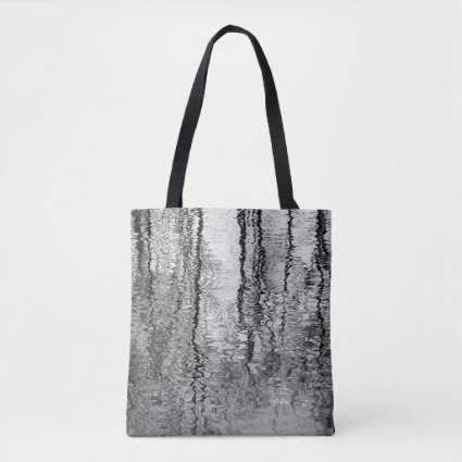 Black and Gray Tree Water Abstract Tote Bag