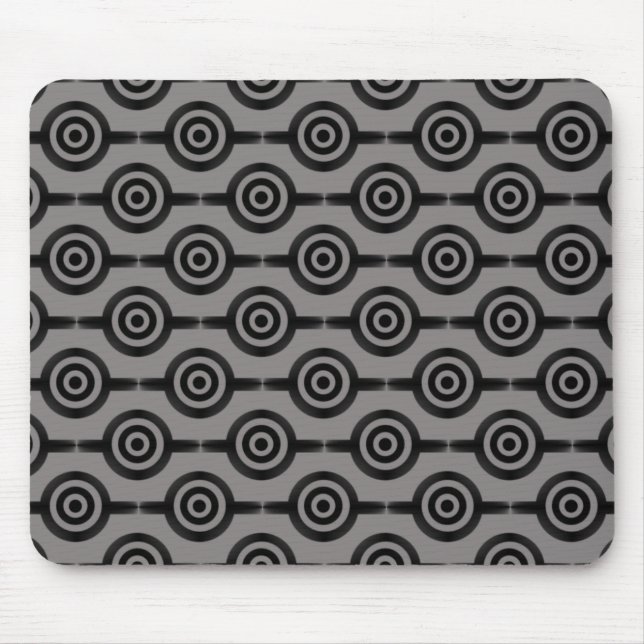 Black and Gray Trendy Circles Mousepad (Front)