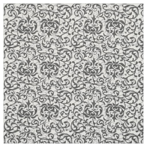 Black and Gray Tudor Floral Pattern Fabric