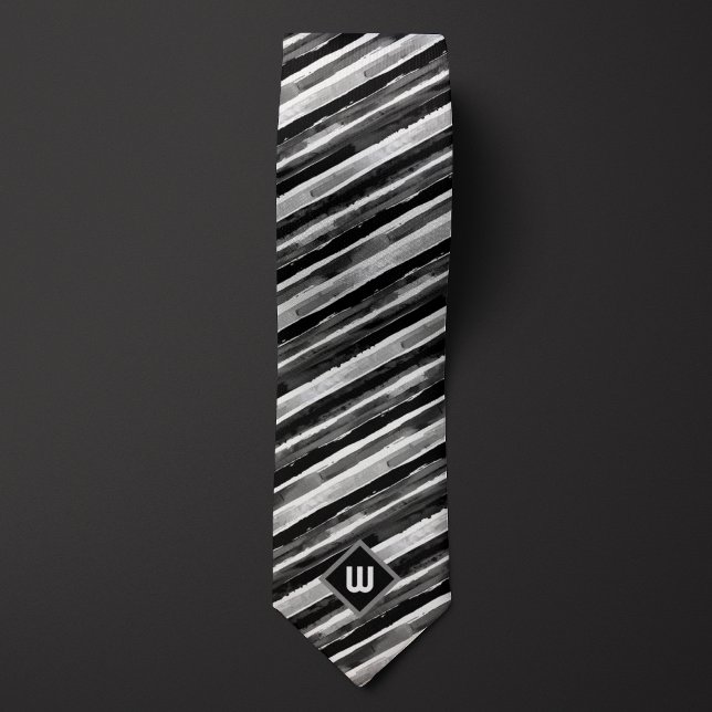 Black and Gray Watercolor Striped Neck Tie (Creator Uploaded)