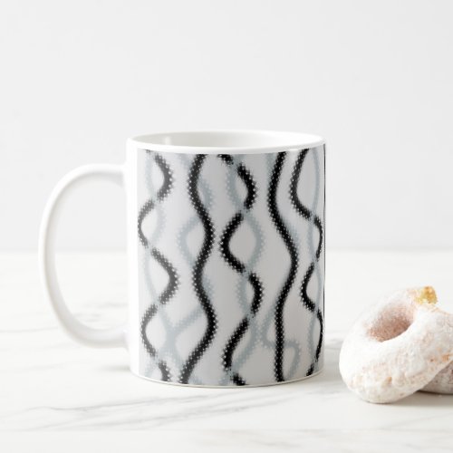 Black and gray waves  coffee mug