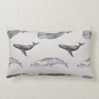 Black and Gray Whales Seamless Print