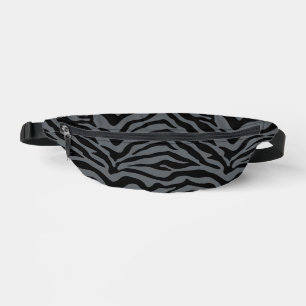 Black and gray zebra print  fanny pack