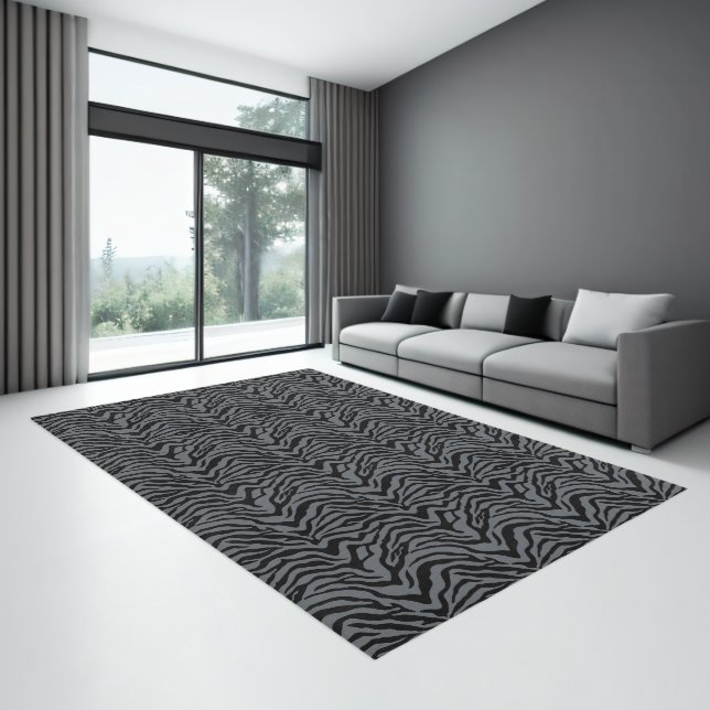 Black and gray zebra print  rug (Insitu (Indoor 3))