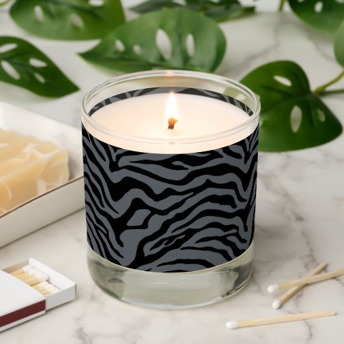 Black and gray zebra print  scented candle
