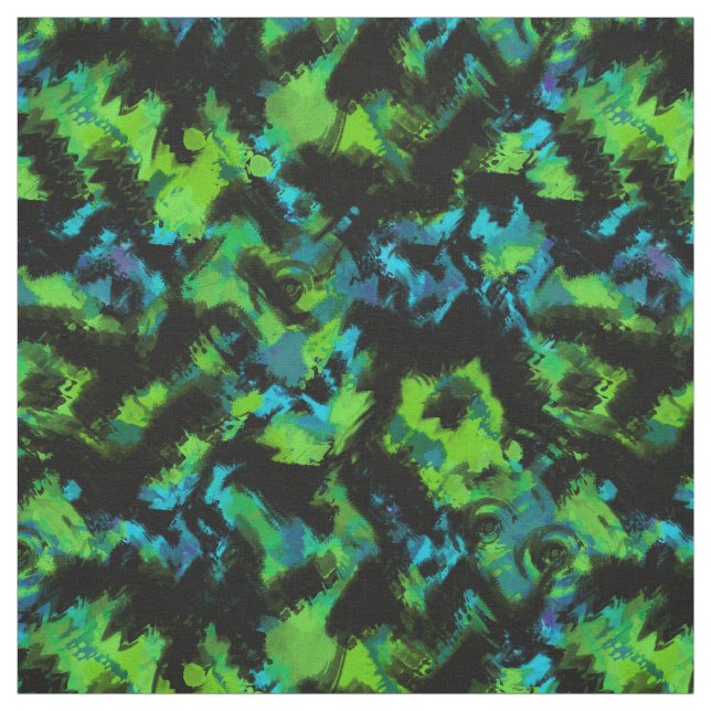Black and green abstract fabric (Swatch)