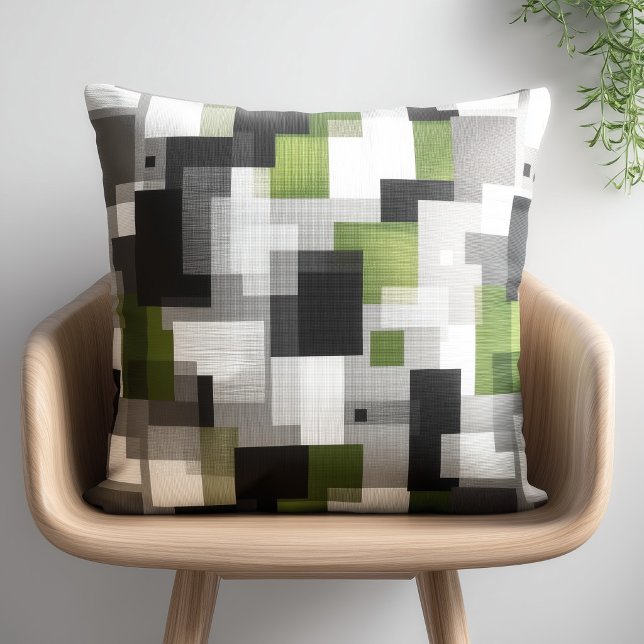 Black and Green Abstract Pattern Throw Pillow (Creator Uploaded)