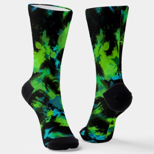 Black and green abstract  socks