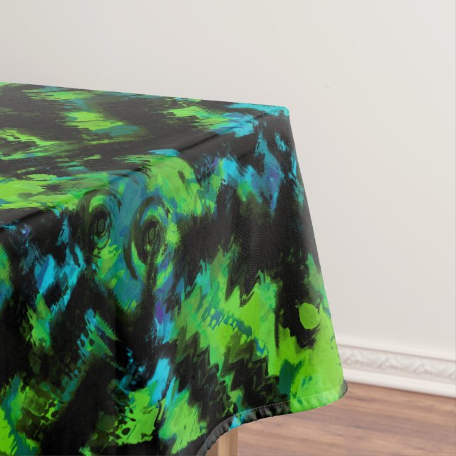 Black and green abstract tablecloth (In Situ)