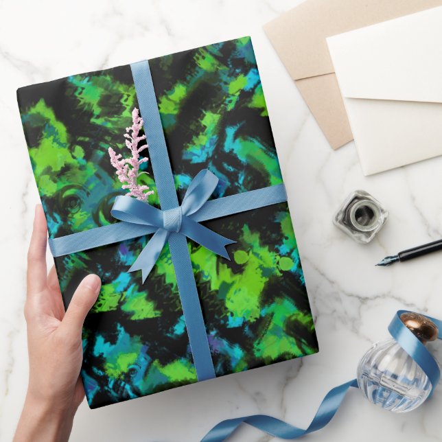 Black and green abstract  wrapping paper (Gifting)
