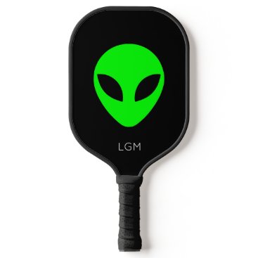 Black and Green Alien Simple Cartoon Graphic Pickleball Paddle
