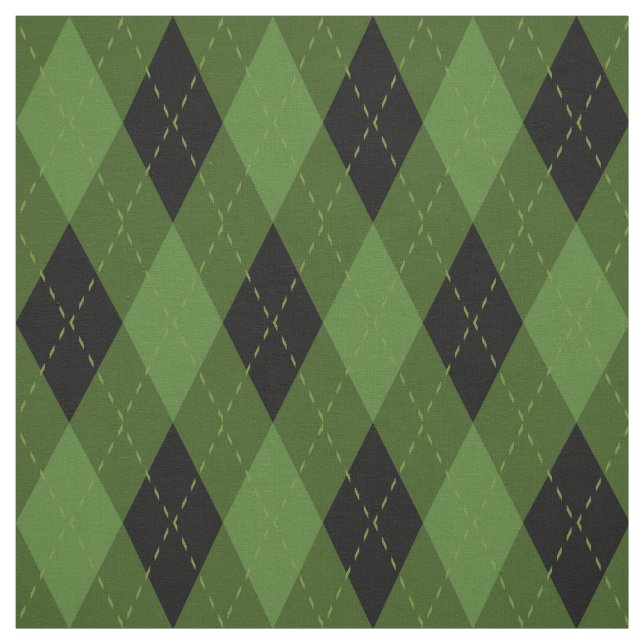 Black and Green Argyle Pattern Fabric (Swatch)