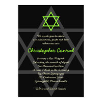 Black and Green Bar Mitzvah Invitation