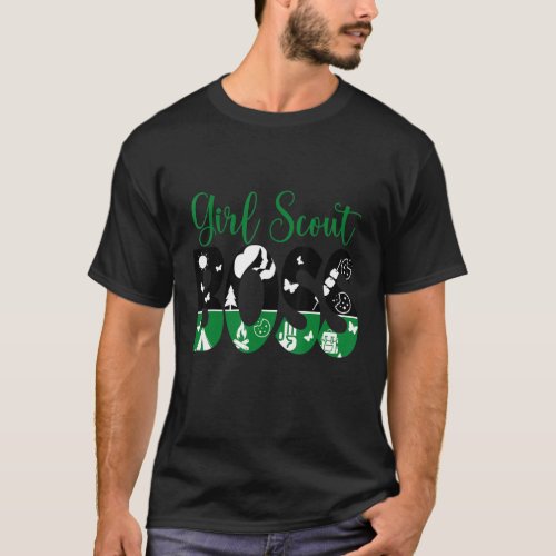 Black And Green Boss Scout for Girls Cookie Campin T_Shirt