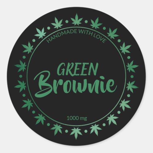 Black And Green Brownie  Homemade Edibles Label 