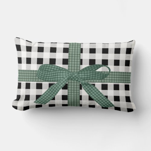 Black and Green Buffalo Check   Farmhouse Lumbar Pillow