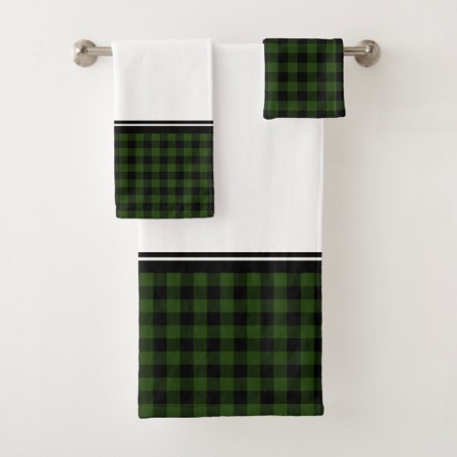 Black and Green Buffalo Plaid Bath Towel Set