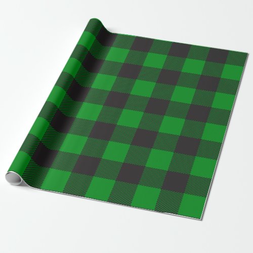 Black and Green Buffalo Plaid Wrapping Paper