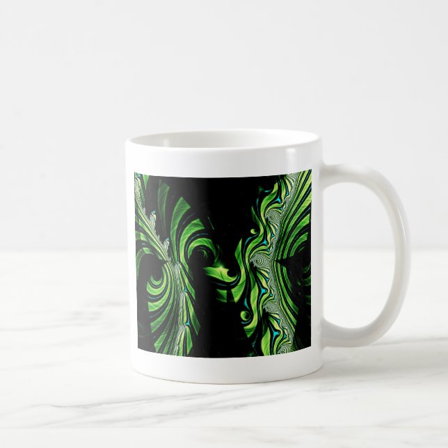 black and green butterfly fractal coffee mug (Right)