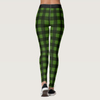 Black and Green Check Buffalo Plaid Leggings